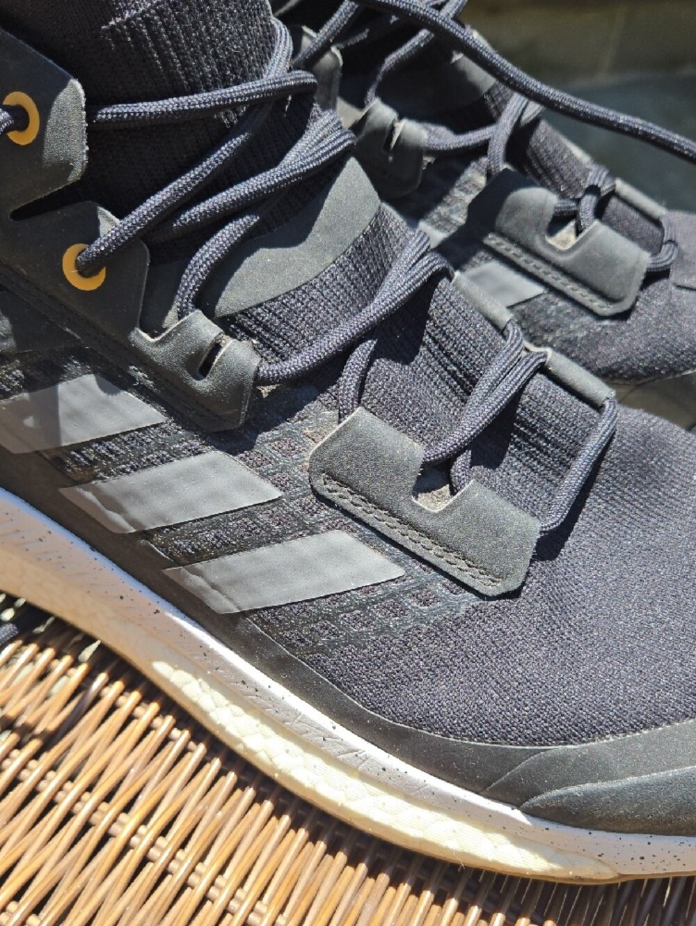 adidas Terrex Black and Tan Mid-Top Trail Sneakers - Picture 12 of 16